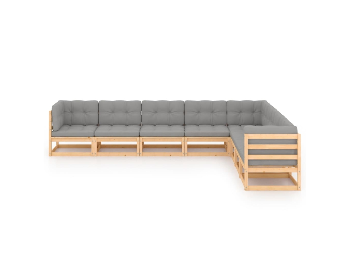 Maison Exclusive - 8 Pcs Conjunto Lounge De Jardim C/ Almofadões Pinho Maciço