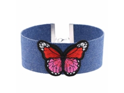 Colar Clavícula Estilo Retrô Bordado Jeans