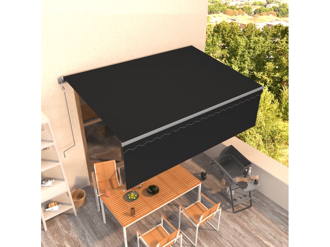 Vidaxl Toldo Retrátil Automático Com Estore 4x3 M Antracite