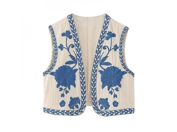 Rebe-chaleco De Mulher Estilo Étnico Com Bordado Floral Vintage De Manga Curta Para Verão Casual L Estilo-2