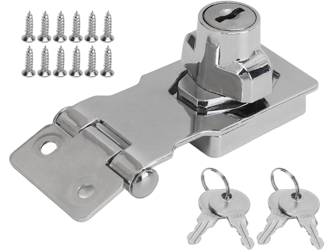 Conjunto De 2 Fechaduras Segurança Acuto Em Liga Zinco Com Trinco, 5 Polegadas Com Chave Para Armários, Caixas De