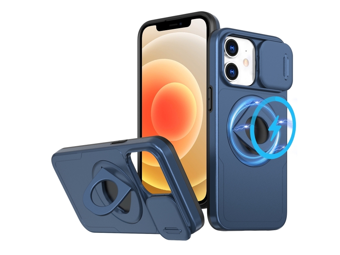 Capa Zruxe Compativel Com Iphone 12 (camshield - Magsafe - Ring Holder - Armor - Azul)
