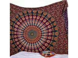 Tecido Mandala Tradicional Pano de Parede Floral em Ouro RNEMITERY