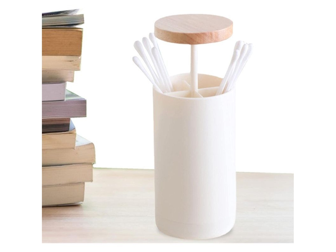 Nova Line porta Palitos de Dentes com 4 Compartimentos, Dispenser de Cotonetes, Design de Pressão