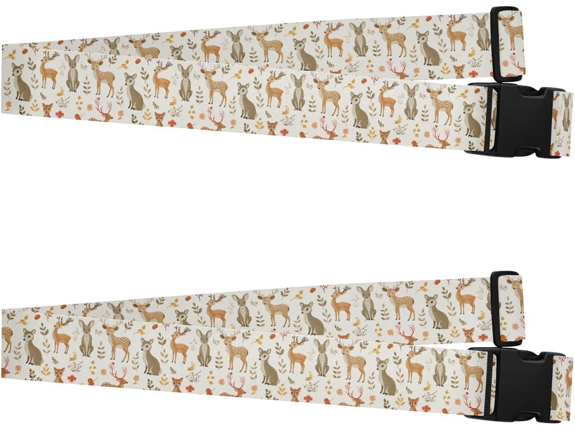 Conjunto De 2 Alças Bagagem Com Estampas Da Selva Veado, Canguru E Toupeira Alça De Viagem Portátil Ajustável