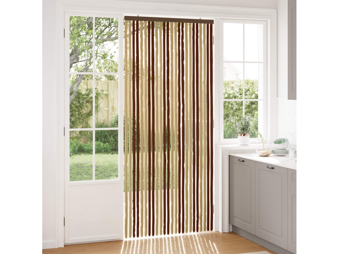 Vidaxl Cortina De Insetos Chenille Marrom E Bege 100 X 230 Cm 100% Pp