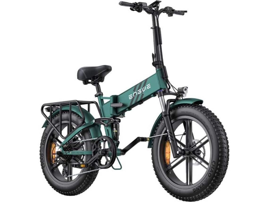 Bicicleta Elétrica Dobrável Engwe Engine Pro 2.0 Autonomia 110km Bateria 52v16ah Totalmente Suspensa Pneus De Neve 20 Polegadas Mtb Fat Bike Verde