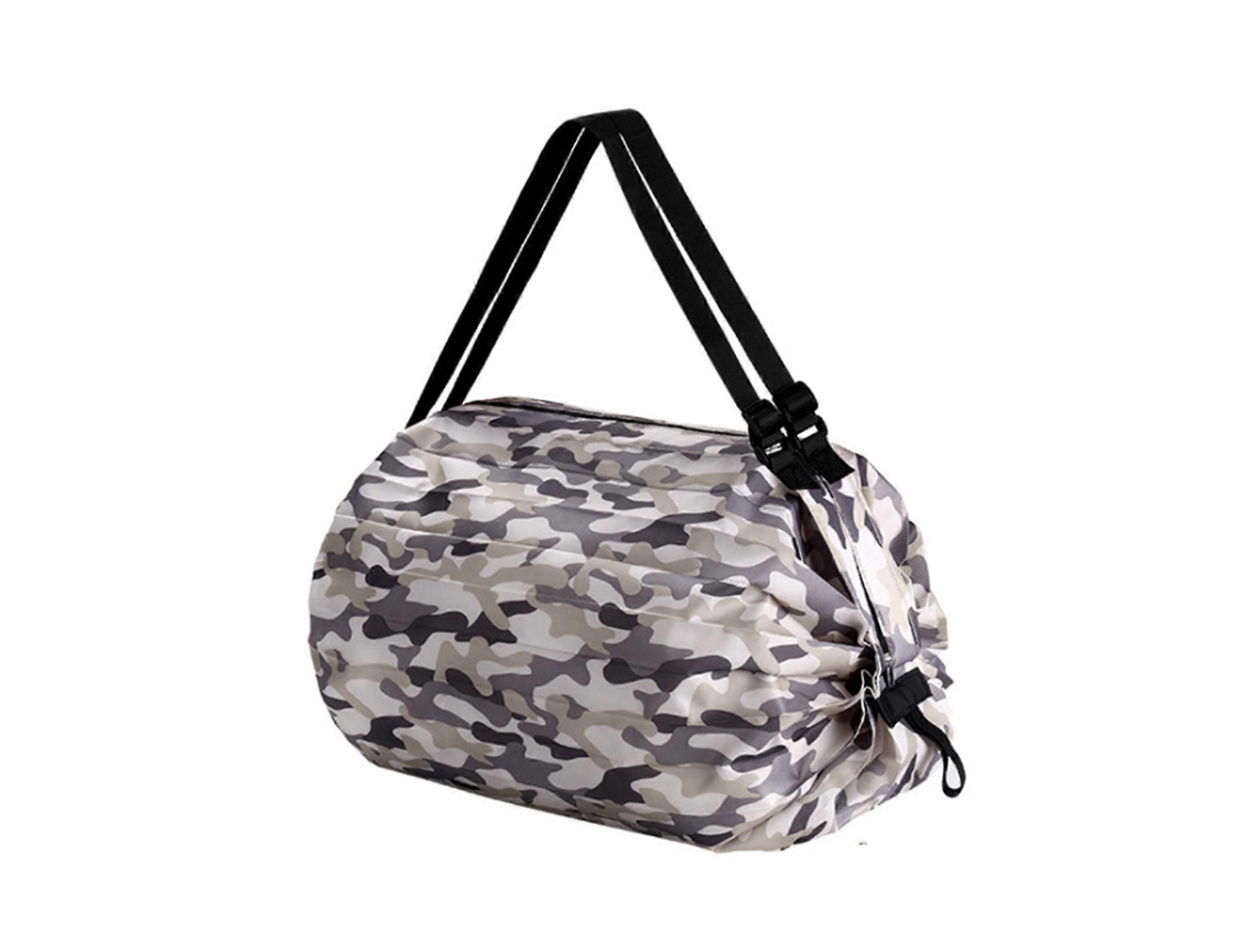 Sacola de Compras Dobrável, Design Dobrável, Grande Capacidade, Tecido Oxford, Amplamente Utilizada, Reutilizável, Camuflagem Cinza. GOKOCO