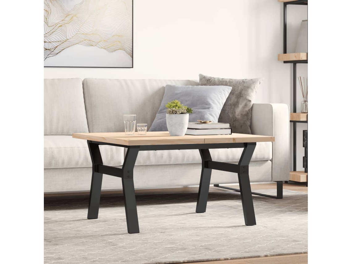 Vidaxl Mesa De Centro Estrutura Em Y 80x80x45,5 Cm Pinho/aço