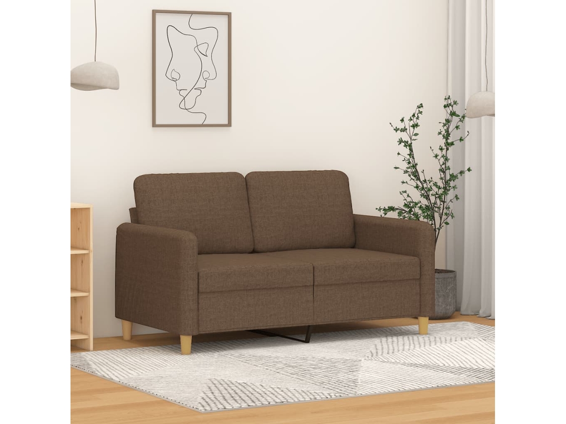 Vidaxl Sofá De 2 Lugares Tecido 120 Cm Castanho