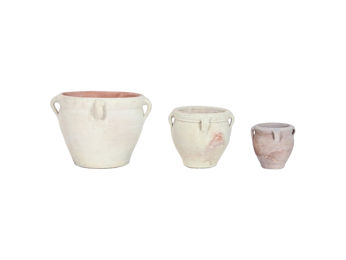 Conjunto de 3 Ânforas de Terracota, 28 Kg, 4 Alças, 45x45x38 Cm ALEXANDRA HOUSE LIVING