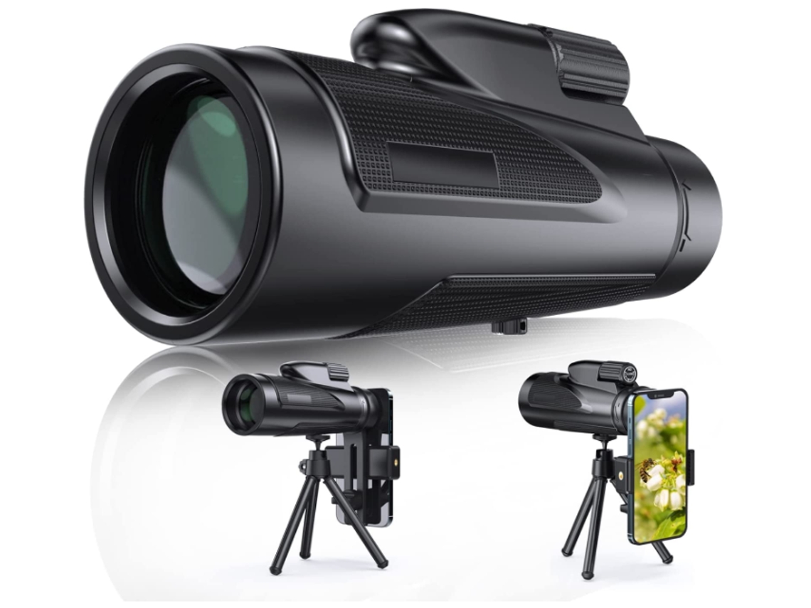 Telescópio Monocular 12x50 Para Adultos, Hd High Power Bak4 Prism Monocular À Prova D Água, Preto Bestvite