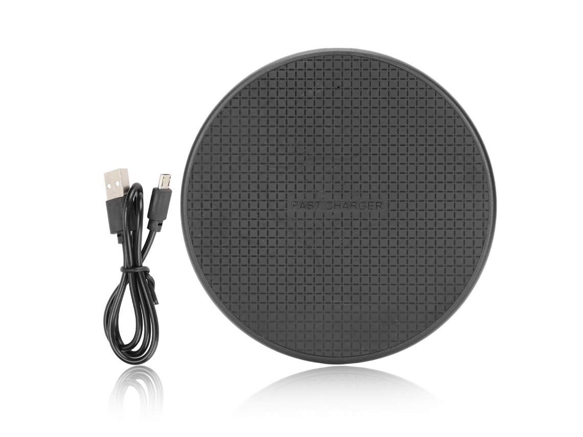 Carregador Sem Fio Rápido 5w Portátil Compacto Plástico 5v 2a Entrada 5v 1a Saída Preto Para Celular E Tablet