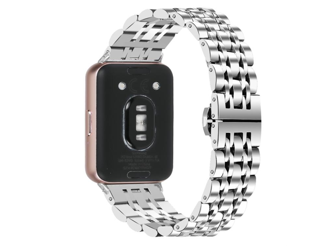 Bracelete Para Honor Watch X5 - Aço Inoxidável - Fecho Borboleta - Sete Contas Prateada