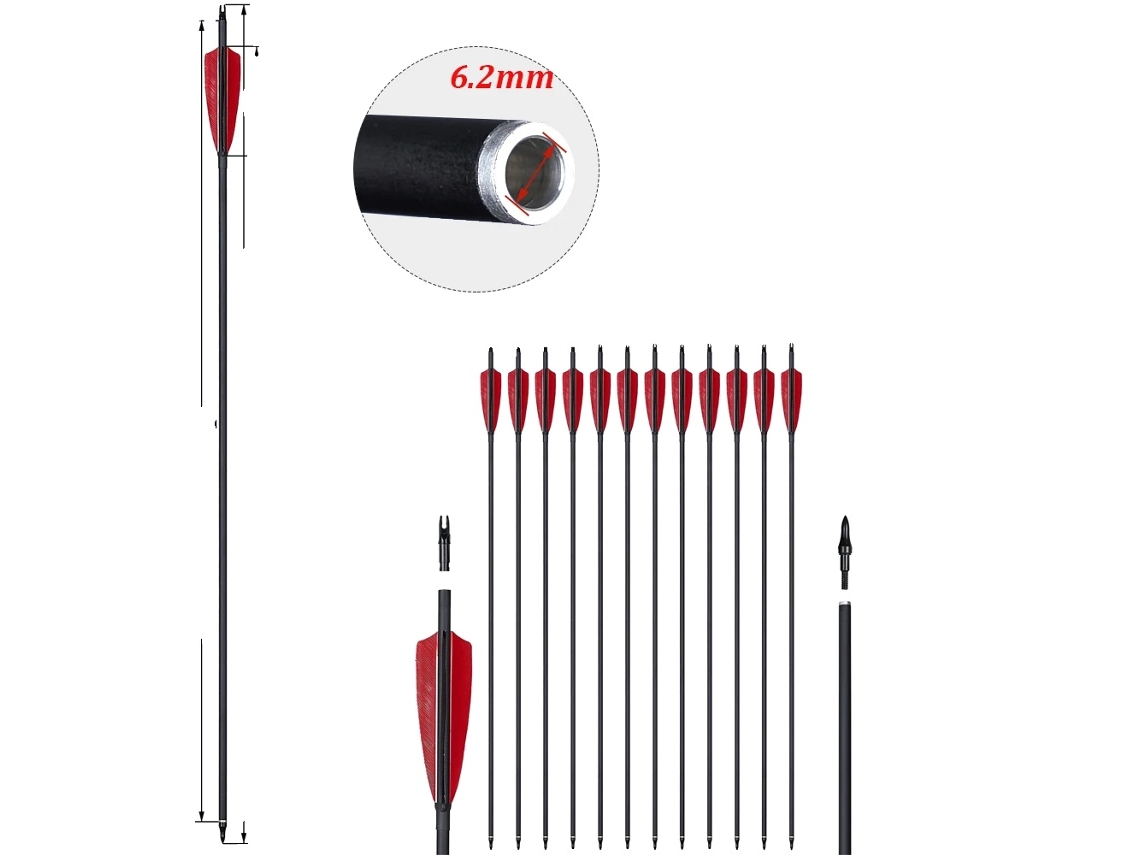 Flechas De Carbono Para Arco E Flecha, 31,5 Polegadas De Comprimento, Penas De Escudo De 4 Polegadas,36pcs Rbl Black N Oem