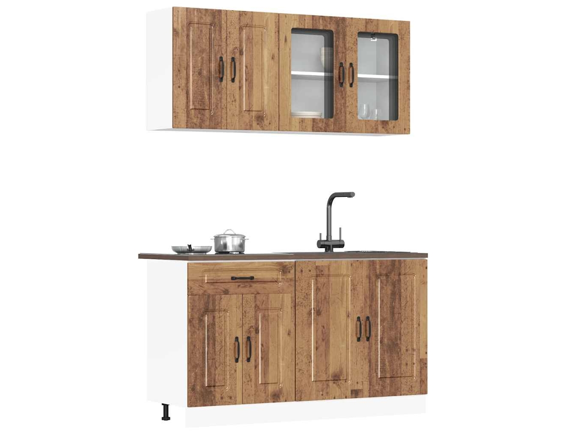 Vidaxl 4 Peças Armário De Cozinha Conjunto Kalmar Madeira Velha