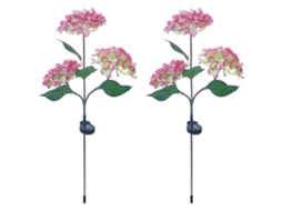 Pacote Com 2 Luzes Solares Coloridas De Flores De Hortênsia Para Áreas Externas Aquaforge