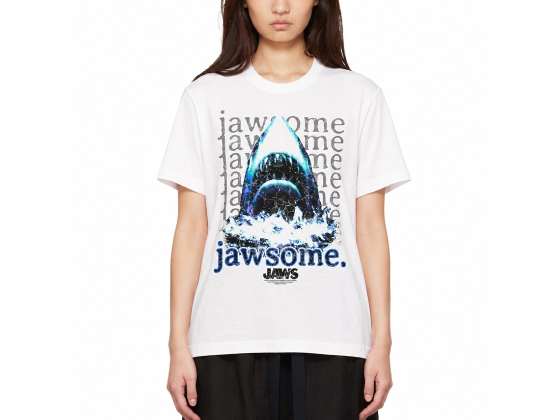 Rockinstone Jaws Movie Jawsome Repeat White Adult T-shirt Size:l