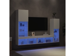 Vidaxl 4pcs Móveis De Parede P/ Tv C/ Leds Derivados De Madeira Branco