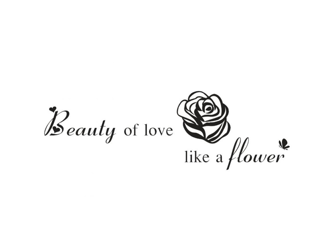 Calcomania Decorativa de Frase Sobre a Beleza do Amor como Flor para Sala Quarto Lar