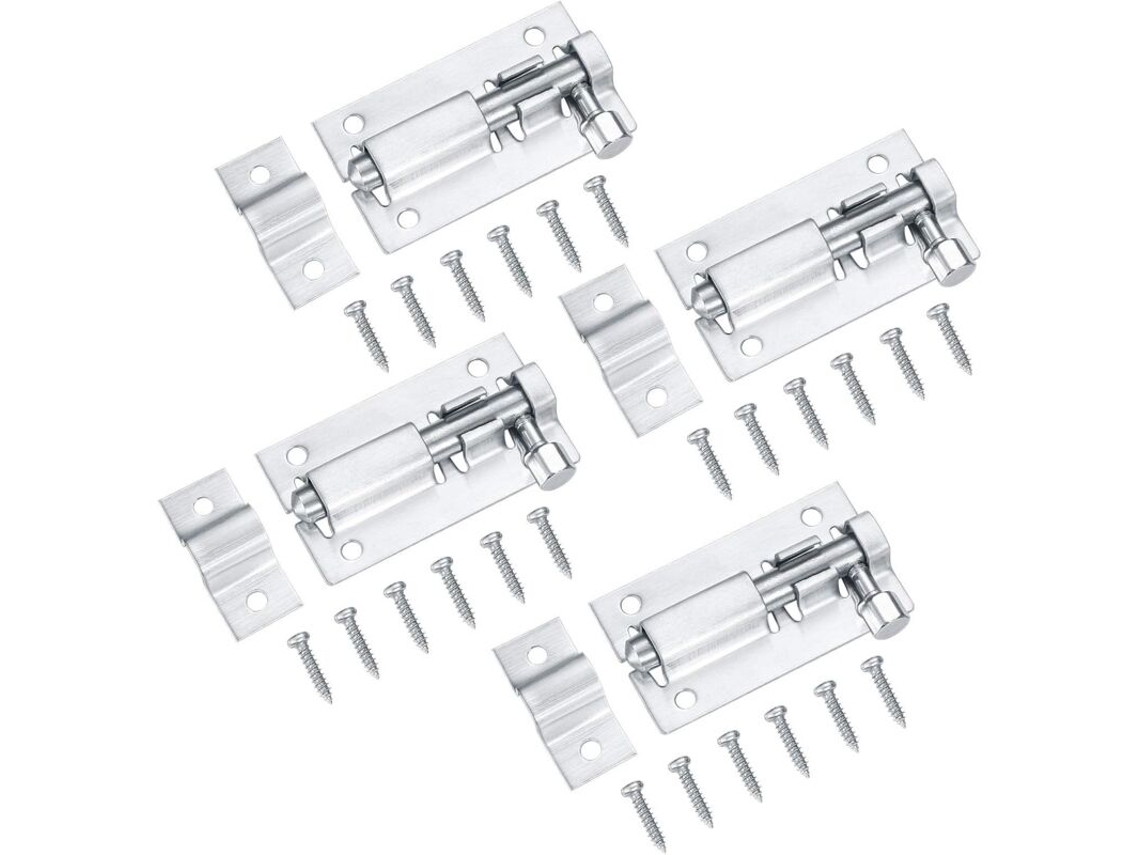 Conjunto De 4 Fechaduras Para Portas, Deslizantes, Parafusos De Portas, Aço Inoxidável Para Quarto E Banheiro, 2 Polegadas