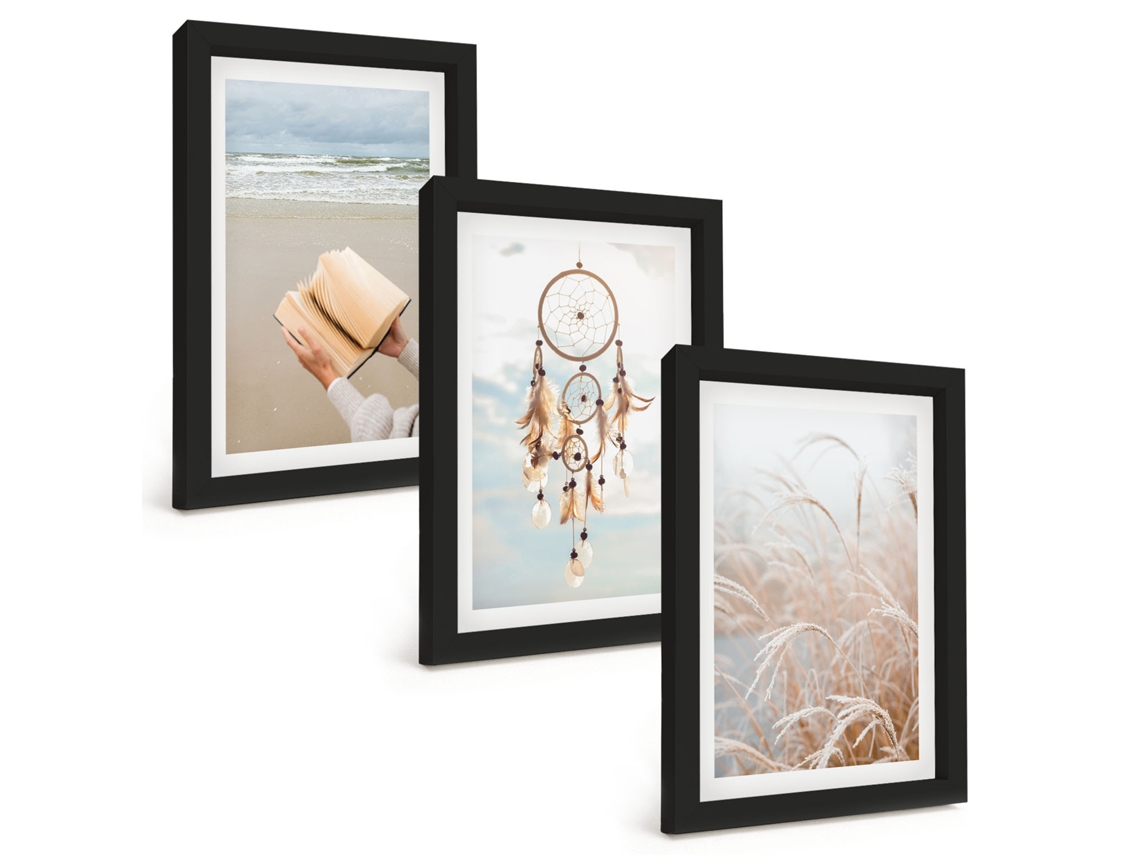 Composição De Quadrospaisagens Tranquilas De Verão, Boho Moldura Preta Imagens Para Um Quarto Infantil Espelharte (3 Peças 20x30 Cm)