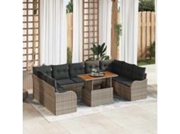 Vidaxl Conjunto de Sofá de Jardim 10 Pcs Cinzeto Rattan Sintético