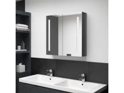 Vidaxl Armário Espelhado Casa De Banho Led 62x14x60cm Cinza Brilhante