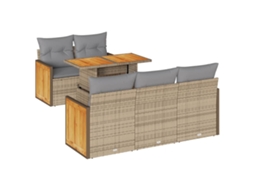 Conjunto de 6 Sofás Jardim com Almofadões Vime Pe/acácia Bege MAISON EXCLUSIVE (6 pcs)