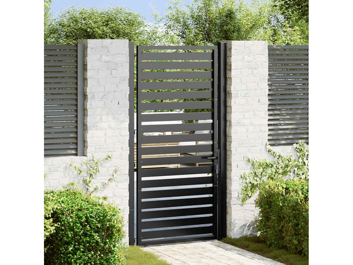 Vidaxl Portão De Jardim Com Fechadura Preto 100x180 Cm Alumínio