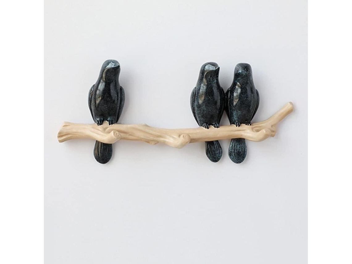 Cabideiro 3birds, Ganchos De Parede Decorativos Em Resina Com Estatuetas De Pássaros Cn