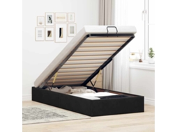 Otomano Bed Frame No Colchão Preto 90x200 Cm Veludo
