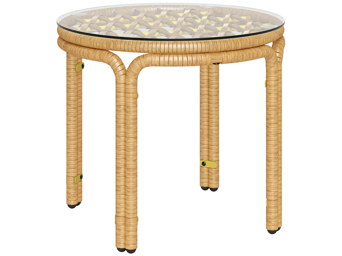 Conjunto de móveis de jardim em aço e vime ZENCORE SERVICES, com sofá, 2 poltronas, mesa, almofadas, 120x72x73 cm, cáqui