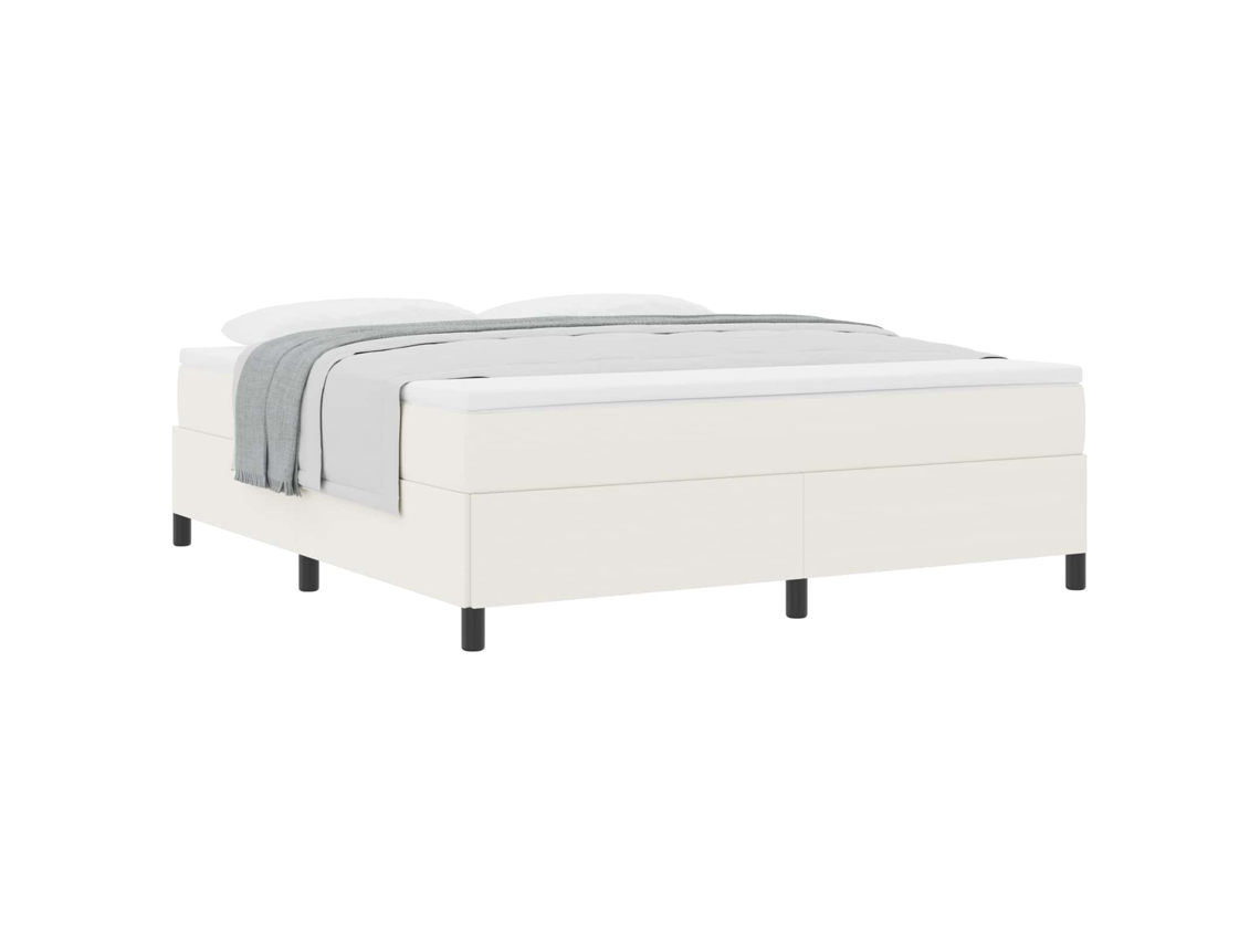 Cama De Casal | Camas Para Quarto | Cama Box Creme 180 X 200 Cm Tecido De Veludo Cotele