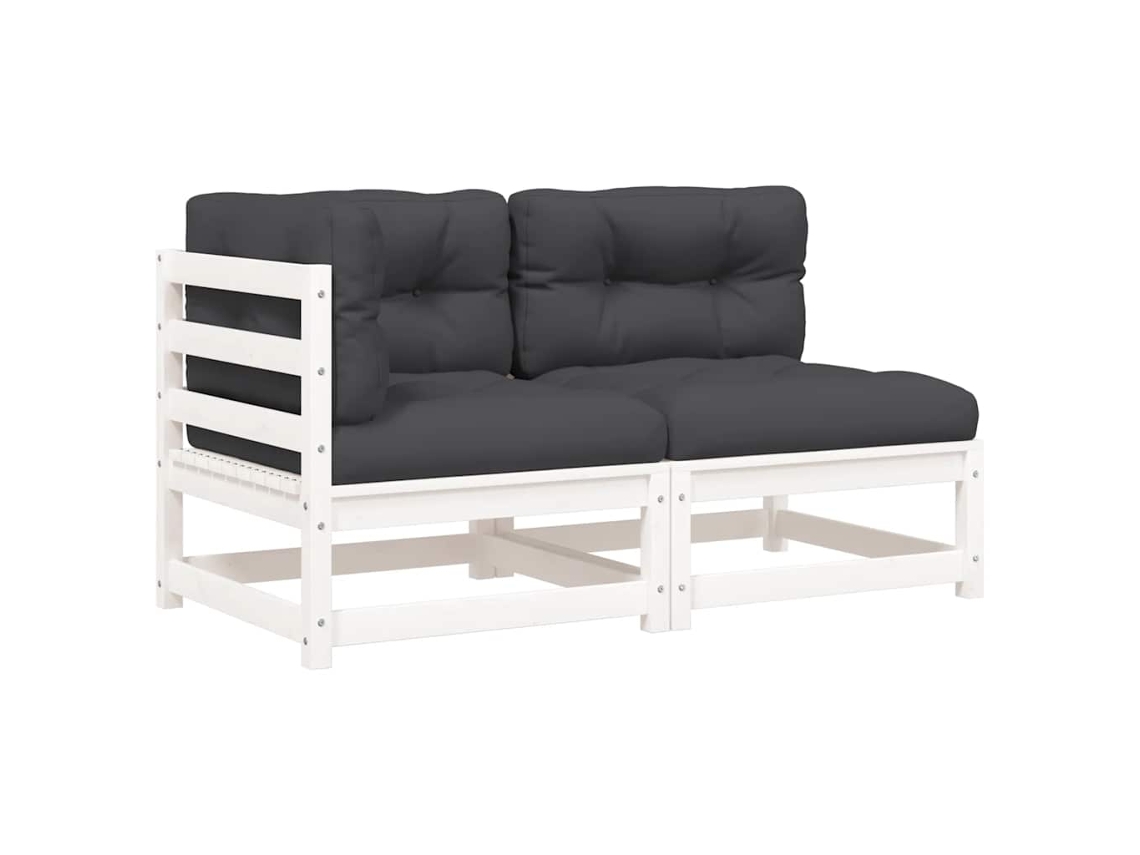 Conjunto 1 Sofá De Jardim Vidaxl Branco Madeira De Pinho Maciça (140 X 70 X 67 Cm)