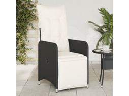 Cadeiras De Jardim Reclináveis C/ Almofadões 2pcs Vime Pe Preto Dkd Home Decor