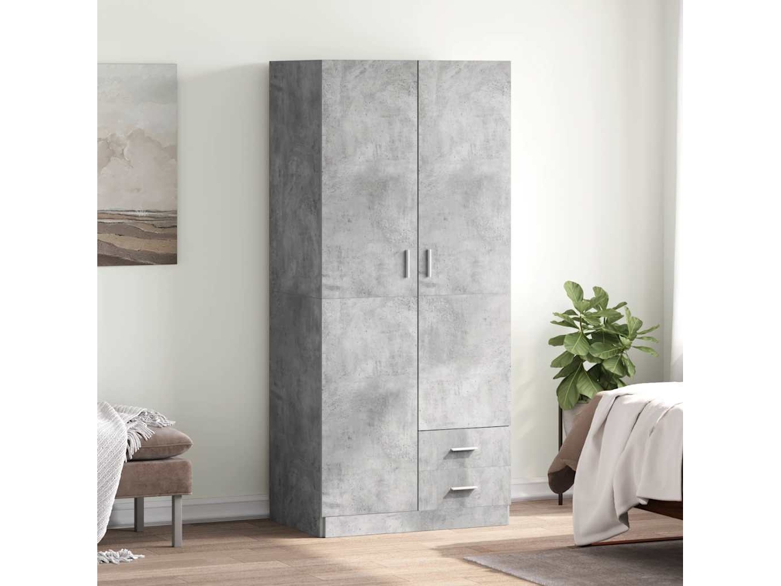 Vidaxl Roupeiro 80x52x180 Cm Derivados De Madeira Cinzento Cimento
