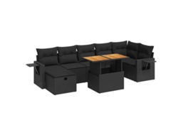 Conjunto de 5 Sofás de Jardim com Almofadões Acácia e Vime Pe MAISON EXCLUSIVE (N/A)