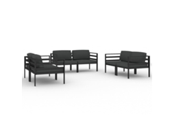 Conjunto de 6 Pcs Lounge Jardim com Almofadões Alumínio Antracite MAISON EXCLUSIVE