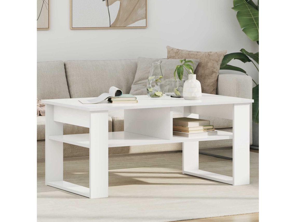 Vidaxl Mesa De Centro Branco 96 X 54 X 44 Cm Derivados De Madeira