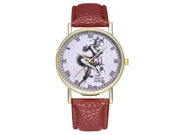 Reloj De Pulsera De Cuarzo Unisex Con Correa De Cuero Pu Patrón Payaso Zhoulianfa Café