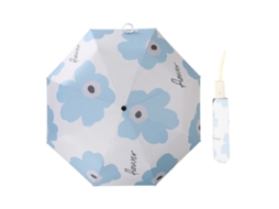 Guarda chuva Dobrável Protetor UV Padrão Floral Uso Dual Chuva e Sol Azul Céu | S/MARCA