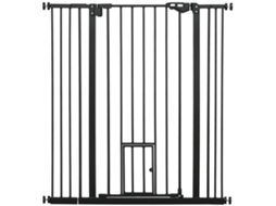 Portão de Segurança Animal 104,1h com Porta Autofechante Sistema de Fecho Duplo Preto Ge