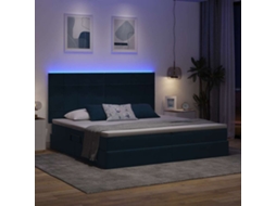 Maison Exclusive - Cama Com Arrumação E Led Azul Escuro 200 X 200 Cm Veludo