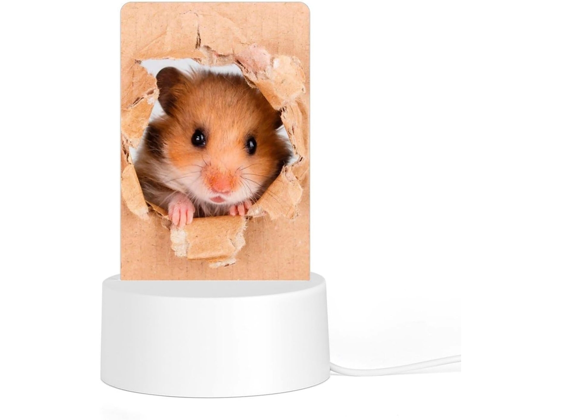 Luminária noturna divertida em formato de hamster, durável e resistente ao calor, com LEDs que não são ideais.