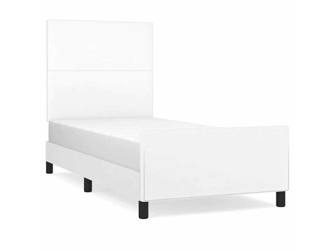 Bed Frame With Headboard, Bed Frames With Headboards Vidaxl Branco Couro Artificial (90 X 200 Cm)
