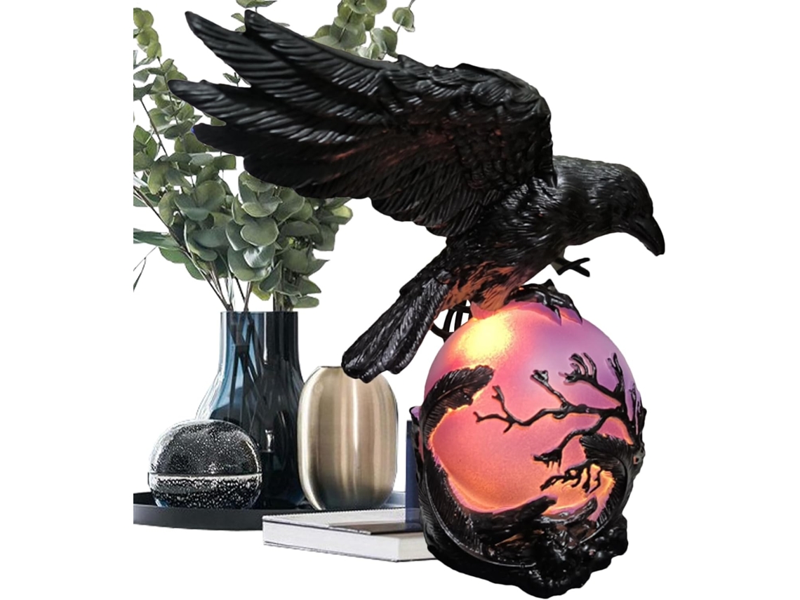 Luminária Corvo Decoração Interior Artística Gótica Misteriosa