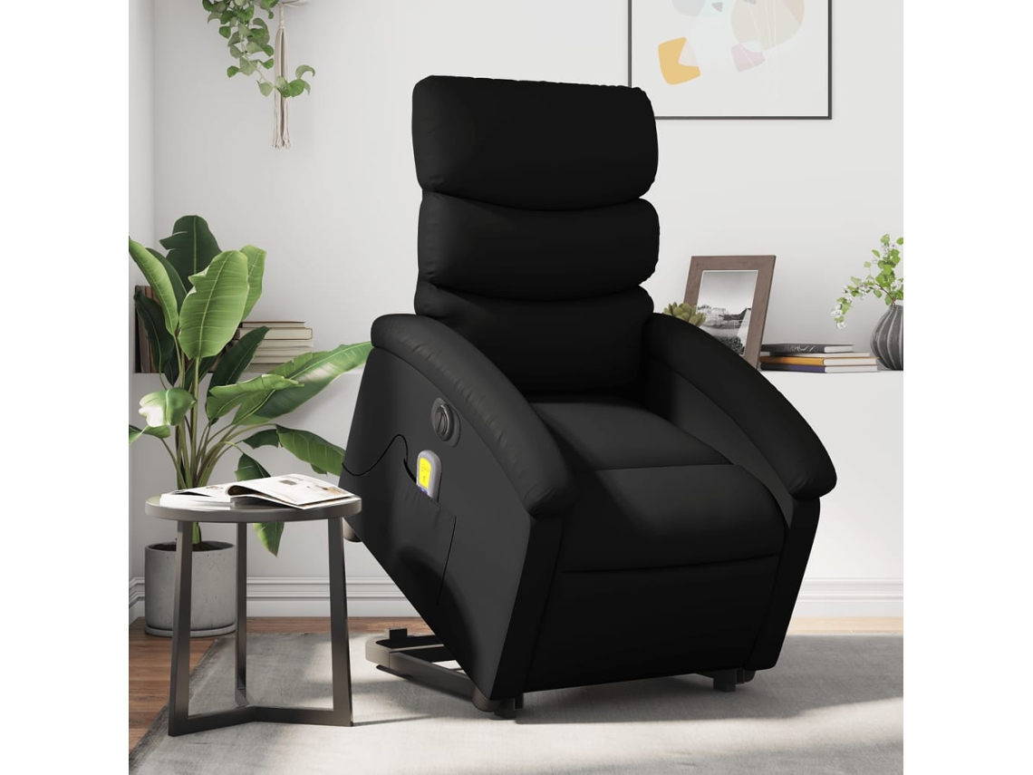 Poltrona reclinável elevatória elétrica couro artificial preto