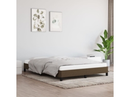 Estrutura De Cama Sem Colchão 140x190 Cm Tecido Castanho-escuro