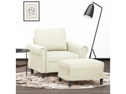 Poltrona de Sala - Cadeira de Descanso - Poltrona com Apoio de Pés 60 Cm Veludo Cor Creme HARLANV1